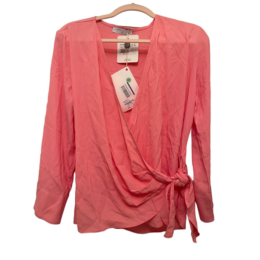 Beatrice B Hot Pink Wrap Blouse, NWT, Size: 42